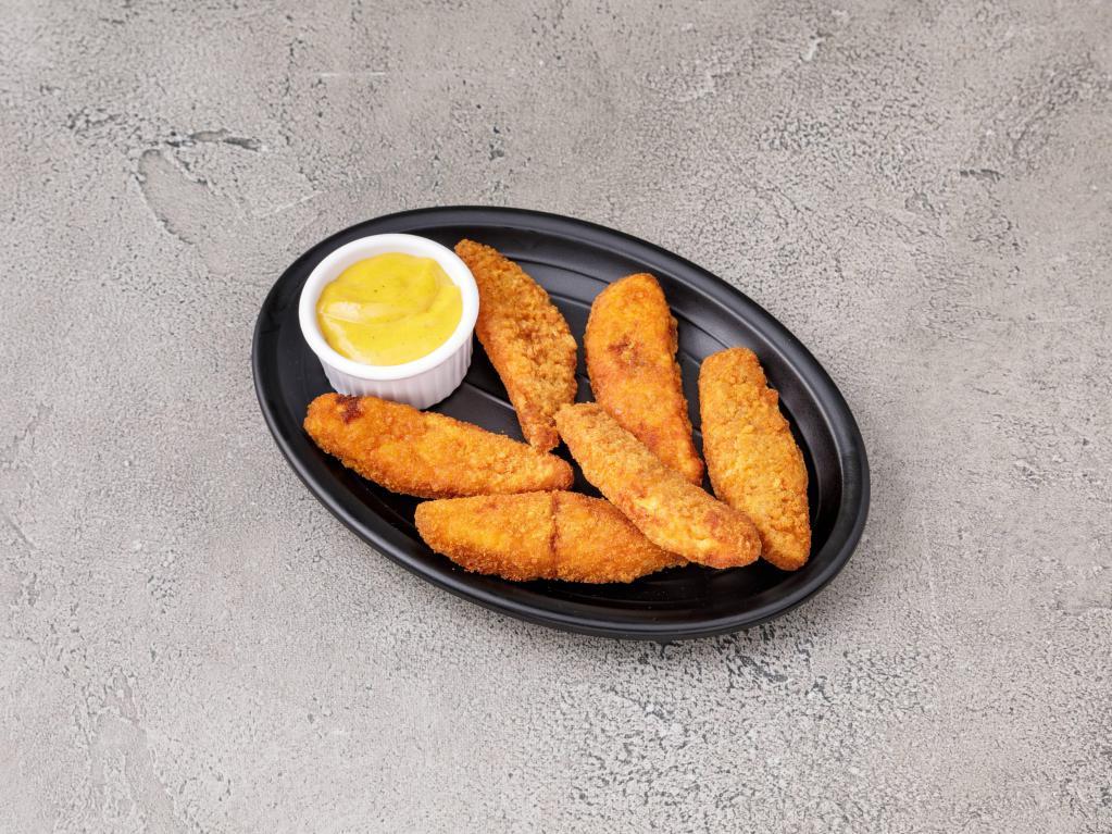 Chicken Fingers · 6 pieces. Breaded or battered crispy chicken. Served with honey mustard.