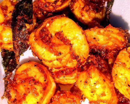 Shrimp 65 · Shrimp mixed with Indian spices and deep fried.