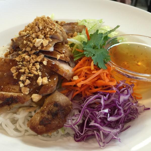 Vermicelli Noodle Salad · Grilled chicken or crispy tofu served with vermicelli noodles, mixed greens, pickled carrots, bean sprouts, cilantro and peanuts served with Vietnamese​​ vinaigrette. Contains nuts.