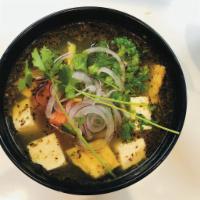 Spicy Lemongrass Noodle Soup · Served with veggies and tofu or chicken or beef. Spicy