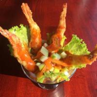 Rock Shrimp · Crispy jumbo shrimp served with green apple and homemade spicy mayo sauce.