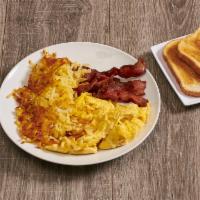 Bacon and Eggs · 4 strips of bacon served with 2 eggs any style. Make it a breakfast sandwich for no extra ch...