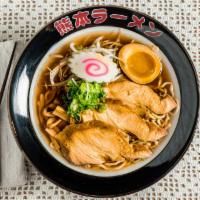 Chicken Shoyu Ramen · Light soy sauce and chicken broth with chicken, topped with bamboo shoots, bean sprouts, cho...