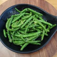 V2. Stir-Fried Green Bean · w/ minced garlic. 蒜炒四季豆