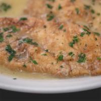 Chicken Francesce · Boneless breast of chicken with lemon white wine sauce. Served with your choice of pasta wit...