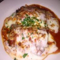 2 Piece Eggplant Rollatini · Rolled eggplant stuffed with ricotta, mozzarella and Parmesan cheese.