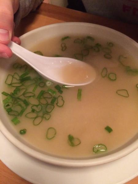 Miso Soup · Traditional Japanese soup where miso paste is mixed with dashi a Japanese broth.