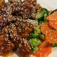3. Chicken Teriyaki · Grilled chicken marinated in garlic, lemongrass, sesame, black pepper and soy sauce with sca...