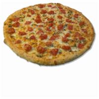 Margherita Pizza · Fresh basil, tomatoes, mozzarella and Parmesan cheese. 