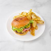 McLean Classic Burger · Crispy American bacon and melted American cheese. Served with lettuce, tomato, red onion, co...