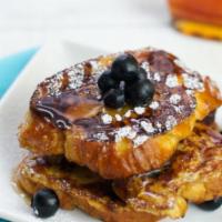 Challah French Toast · 3 thick-cut slices of challah bread.