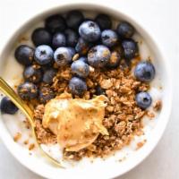 Granola Yogurt & Fruit · Seasonal fruit, orange blossom honey & granola.