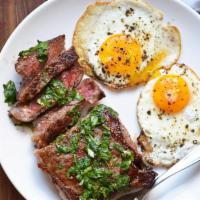 Steak and Eggs Marinated Shell Steak · Marinated in our special blend of herbs and spices with lemon, garlic, shallots & extra virg...