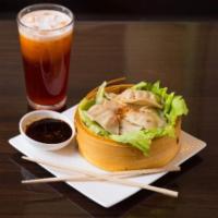 A7. Thai Dumpling · Chicken, vegetable or shrimp dumpling with ginger brown sauce.