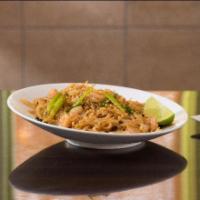 N1. Pad Thai · Stir fried Thai noodles with a choice of shrimp, chicken, beef, or vegetable, egg, bean spro...