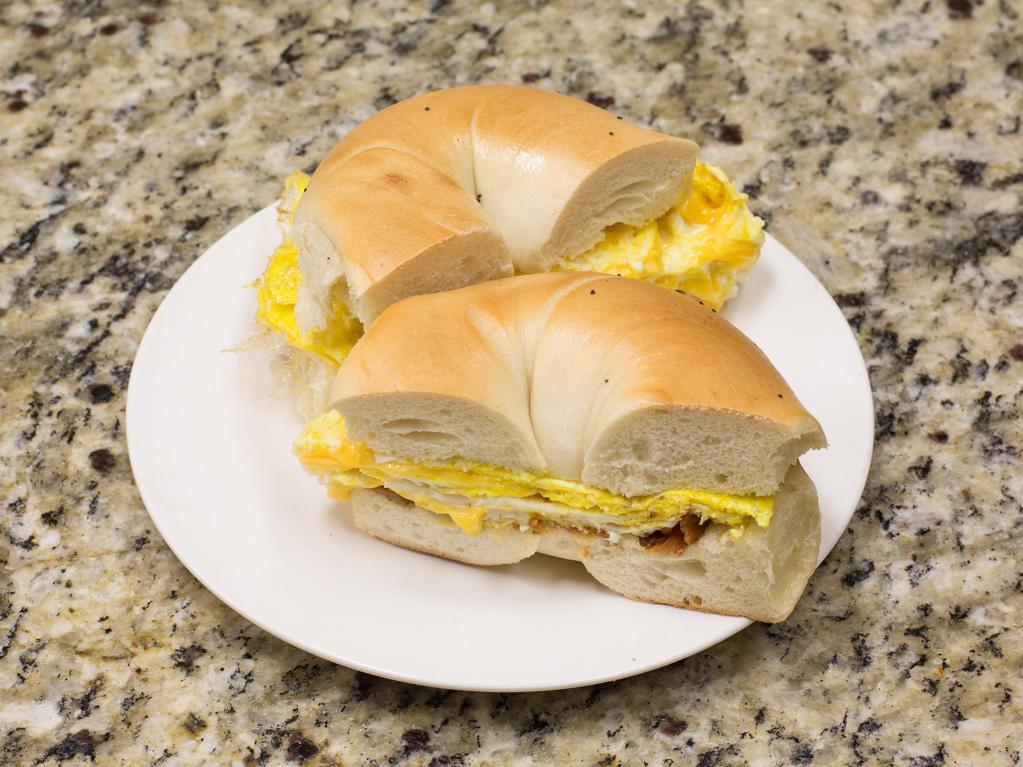 Bacon, Egg and Cheese Sandwich · Made with 2 Grade A extra large eggs.