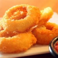 Onion Rings · Served with dipping sauce.