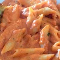 Pink Penne  & Garlic Bread · With homemade Italian pink sauce and large penne noodles.  Served with garlic bread.