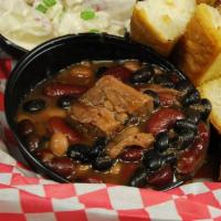 BBQ Beans · These slow-cooked triple beans and brisket is a hearty compliment.

