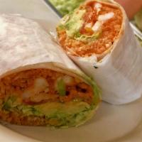 Shrimp Chipotle Sauce Wrap · grill shrimps, rice, avocado, lettuce, tomato and Special chipotle sauce.