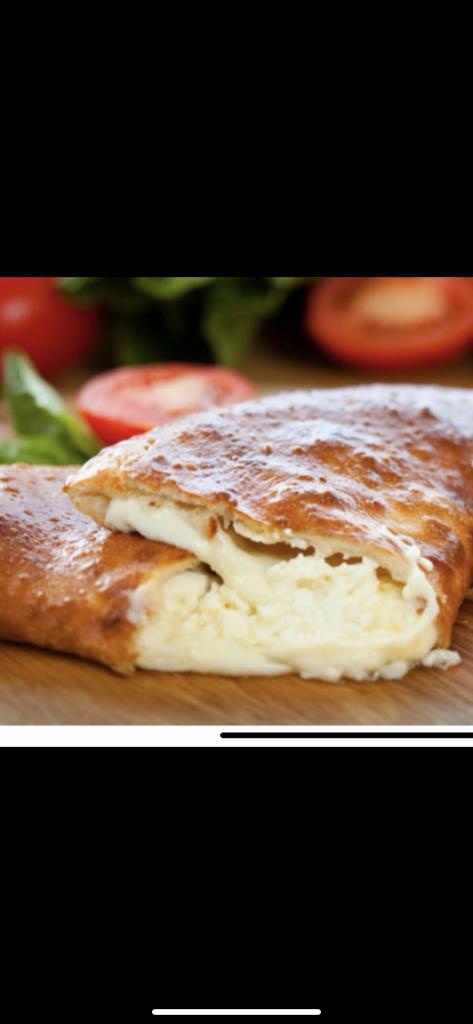 Cheese Calzone · Mozzarella, ricotta and Parmesan.