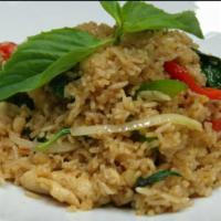 Basil Fried Rice · Spicy Fried Rice, Fresh basil, bell pepper, onion and egg.