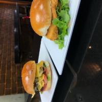 Pio Emo (Crispy Chicken) · Crispy Chicken Breast, Lettuce, Pickles and Our home made Secret Aioli ! THE BEST ! On a fre...