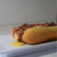 Emo Dog · Beef dog, American cheese and Applewood bacon.