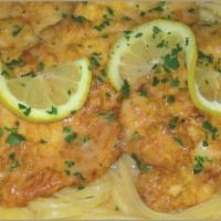 5. Chicken Francese · Battered breast of chicken sauteed in lemon and white wine.