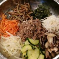K1. Bibimbap · Cold vegetables with hot rice on the side.