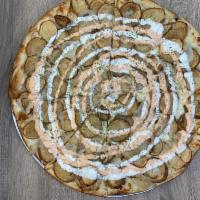 Potato The Bomb Pizza · Round pie with sliced potatoes, caramelized onions, garlic sauce, ranch and Thousand Island ...