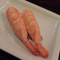 Shrimp Sushi · Two pieces.