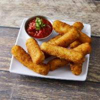 Mozzarella Sticks · 8 cheese sticks battered and fried to golden brown perfection. Served with a homemade marina...