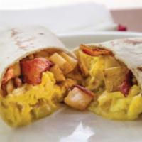 Build Your Own Burrito Breakfast · Includes eggs, potatoes, cheddar/jack cheese blend, and your choice of meat, and your choice...