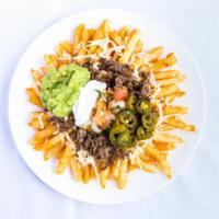La Villa Fries · Fries, your choice of cheese, your choice of meat, guacamole, pico de gallo, sour cream, and...