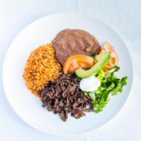 Mexican Plate · Choice of meat. Served with rice, beans, lettuce, tomato, avocado, sour cream, and flour or ...