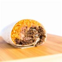 Regular Burrito · Your choice of meat, rice, beans, onions, cilantro, and salsa.