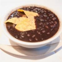 Black Bean Soup · Topped with Pico de Gallo