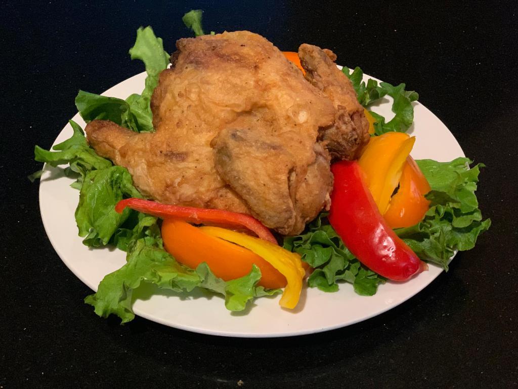 Whole Fried Chicken  · Deep fried chicken served with a side of diced pickled radish and sauce of your choice.