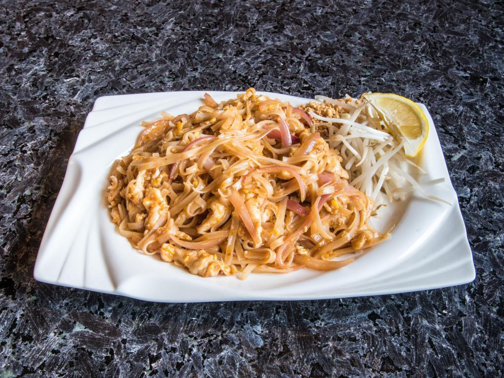 Pad Thai Dinner · Rice noodles sauteed with fresh bean sprout, red onion, roasted ground peanuts, and egg.