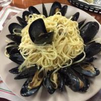 Mussels · Served with linguine, marinara or garlic and oil.
