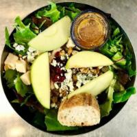 Cran-Apple with Blue Cheese Salad · Mixed greens, oven-roasted chicken breast, Granny Smith apples, dried cranberries, blue chee...