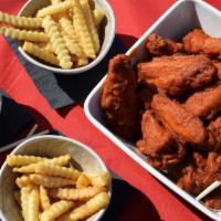 20 Wing Special · 20 Wings. 4 Flavors. Large Fries. 2L Soda or Gallon Tea