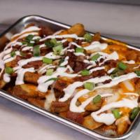 Loaded 414 Fries · Our amazing battered fries, smothered in chitpotle cheese sauce and melted mozzerella, toppe...