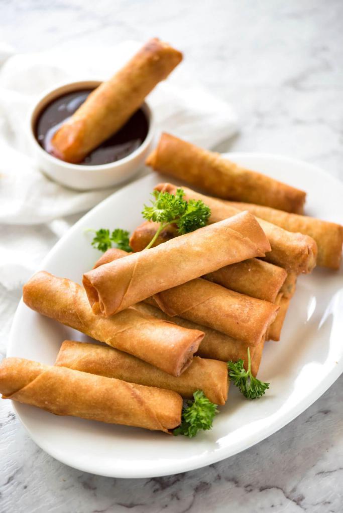 1. Spring Roll · 2 pieces. Deep fried, vegetable inside!