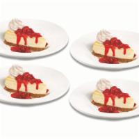 Cheesecake Pack · 4 slices of New York-style cheesecake with a side of strawberry topping. 