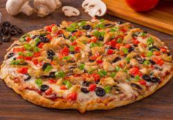Robbers Roost With White Sauce · Garlic Chicken Combination. Grilled Chicken, diced tomatoes, olives, mushrooms and green oni...