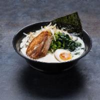 The Classic Ramen · Tonkotsu. Creamy pork broth, bean sprouts, spinach, green onion, seaweed, black garlic oil, ...