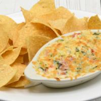 Spinach & Artichoke Dip · Spinach, artichokes, roasted red bell pepers, red onions, Monterey jack & Parmesan cheeses, ...