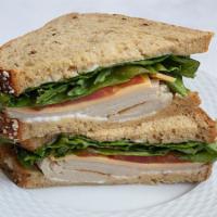 Turkey & Cheddar · Turkey, cheddar, tomato, lettuce and mayonnaise on multigrain bread. Please no substitutions...